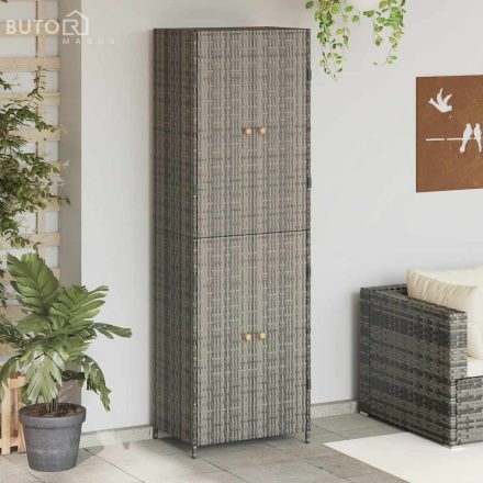 vidaXL szürke polyrattan kerti tárolószekrény 59 x 40 x 180 cm