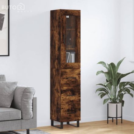 vidaXL füstös tölgy színű szerelt fa magasszekrény 34,5x34x180 cm