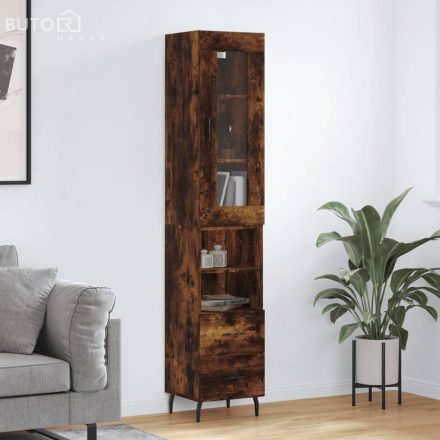 vidaXL füstös tölgy színű szerelt fa magasszekrény 34,5x34x180 cm