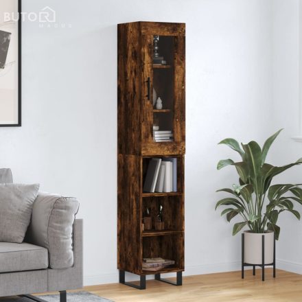 vidaXL füstös tölgy színű szerelt fa magasszekrény 34,5x34x180 cm