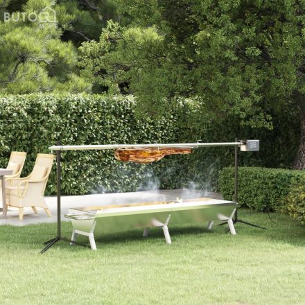 vidaXL ezüstszínű rozsdamentes acél grilltálca 158 x 42 x 31 cm