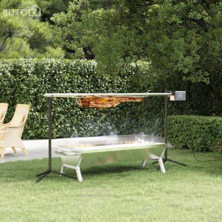 vidaXL rozsdamentes acél automata grillsütő motorral 150x46,5x82,5 cm