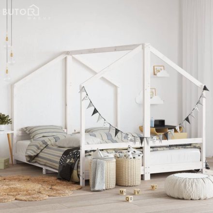 vidaXL fehér tömör fenyőfa gyerekágykeret 2 x (80 x 200) cm