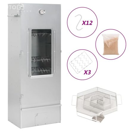 vidaXL horganyzott acél BBQ füstölőkemence hidegfüst-generátorral