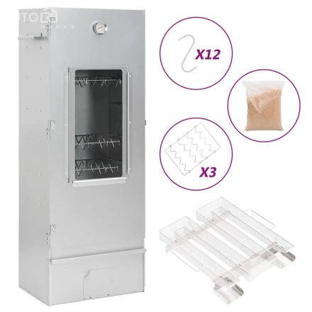vidaXL horganyzott acél BBQ füstölőkemence hidegfüst-generátorral