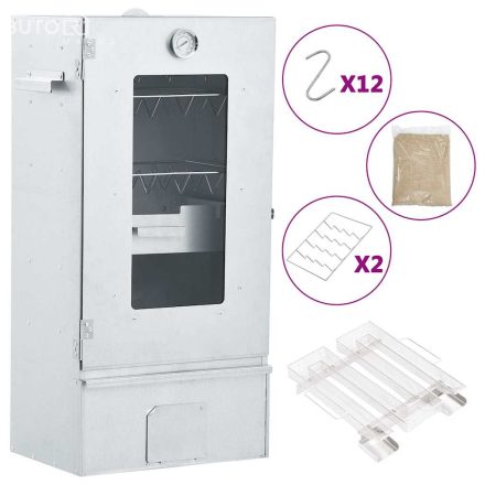 vidaXL horganyzott acél BBQ füstölőkemence hidegfüst-generátorral