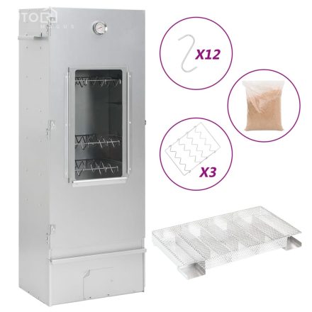 vidaXL horganyzott acél BBQ füstölőkemence hidegfüst-generátorral