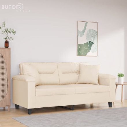 vidaXL 2 személyes bézs mikroszálas szövetkanapé párnákkal 140 cm