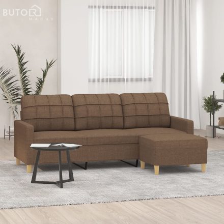vidaXL 3 személyes barna szövet kanapé lábtartóval 180 cm
