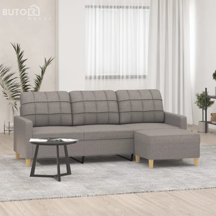 vidaXL 3 személyes tópszínű szövet kanapé lábtartóval 180 cm