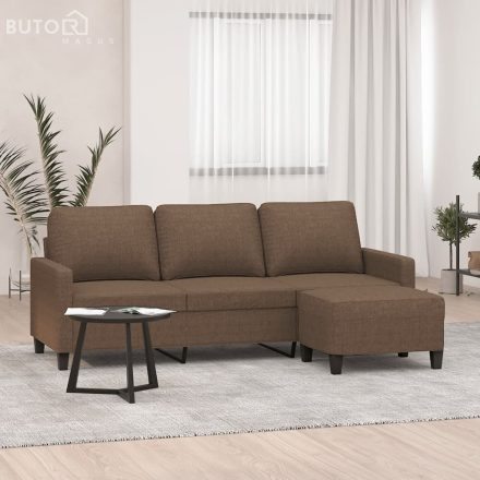 vidaXL 3 személyes barna szövet kanapé lábtartóval 180 cm