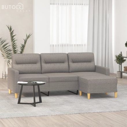 vidaXL 3 személyes tópszínű szövet kanapé lábtartóval 180 cm