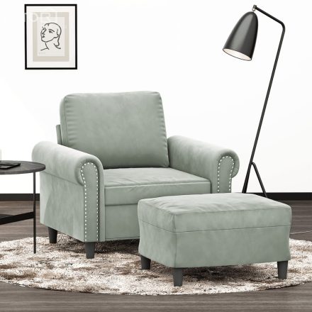 vidaXL világosszürke bársony kanapéfotel lábtartóval 60 cm