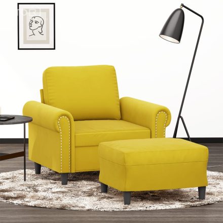 vidaXL sárga bársony kanapéfotel lábtartóval 60 cm