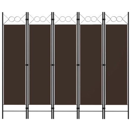 vidaXL barna 5 paneles paraván 200 x 180 cm