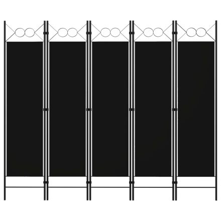 vidaXL fekete 5 paneles paraván 200 x 180 cm