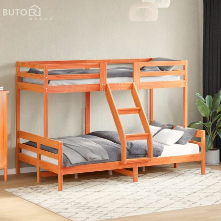 vidaXL viaszbarna tömör fenyőfa emeletes ágy 90 x 200/120 x 200 cm
