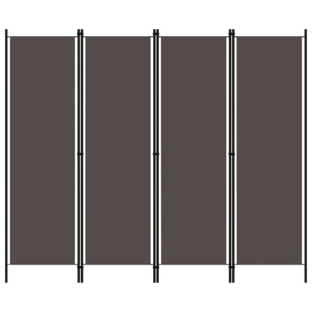 vidaXL antracitszürke 4 paneles paraván 200 x 180 cm