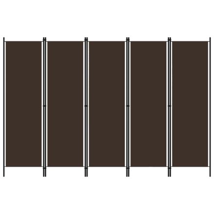 vidaXL barna 5 paneles paraván 250 x 180 cm