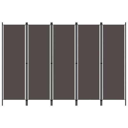 vidaXL antracitszürke 5 paneles paraván 250 x 180 cm