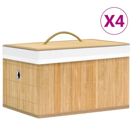 vidaXL 4 db bambusz tárolódoboz