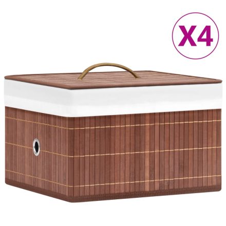 vidaXL 4 db barna bambusz tárolódoboz