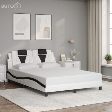 vidaXL fehér és fekete műbőr ágykeret fejtámlával 120 x 200 cm