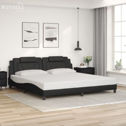 vidaXL fekete műbőr ágykeret fejtámlával 200x200 cm