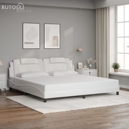 vidaXL fehér műbőr ágykeret fejtámlával 200x200 cm