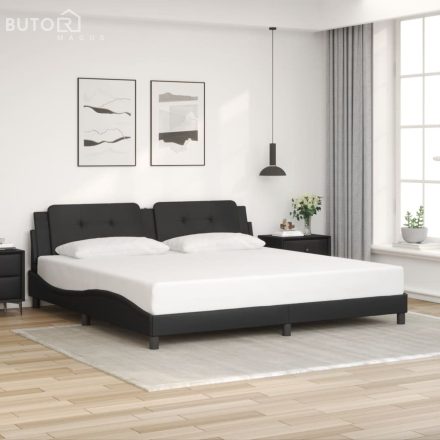 vidaXL fekete műbőr ágykeret fejtámlával 200x200 cm