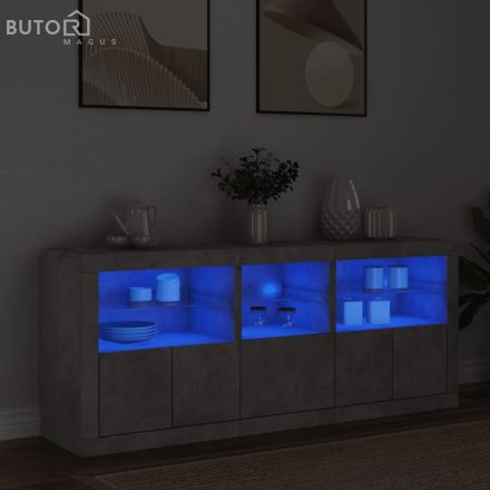 vidaXL betonszürke tálalószekrény LED-világítással 162 x 37 x 67 cm