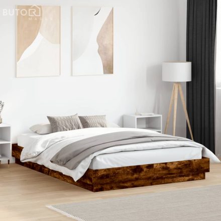 vidaXL füstös tölgy színű ágykeret LED-világítással 160x200 cm