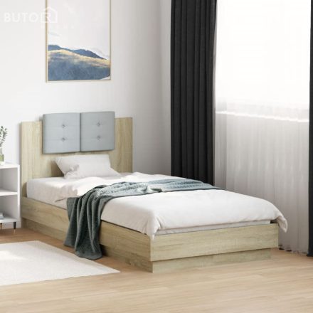 vidaXL sonoma tölgy színű szövet ágykeret fejtámlával 75x190 cm