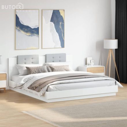 vidaXL fehér ágykeret fejtámlával és LED-világítással 180 x 200 cm