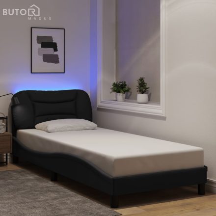 vidaXL fekete szövet ágykeret LED-es matrac nélkül 80x200 cm 80x200 cm