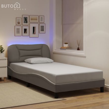 vidaXL tópszínű szövet ágykeret LED-ekkel matrac nélkül 100x200 cm