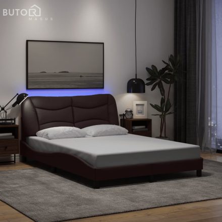 vidaXL sötétbarna szövet ágykeret LED-es matrac nélkül 140 x 200 cm