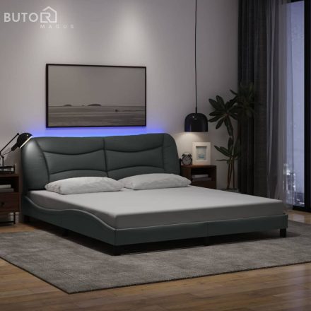vidaXL világosszürke szövet ágykeret LED-es matrac nélkül 180 x 200 cm