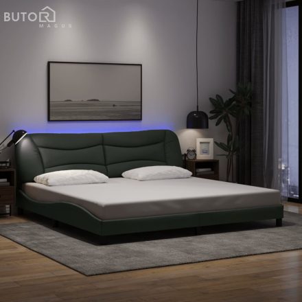 vidaXL sötétszürke szövet ágykeret LED-es matrac nélkül 200 x 200 cm