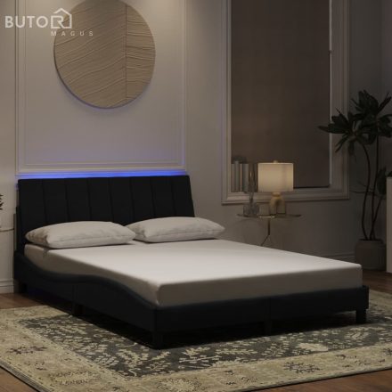 vidaXL fekete bársony ágykeret LED-világítással 140 x 190 cm