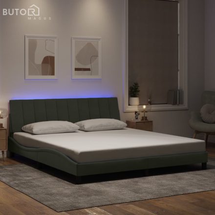 vidaXL világosszürke bársony ágykeret LED-es világítással 180 x 200 cm