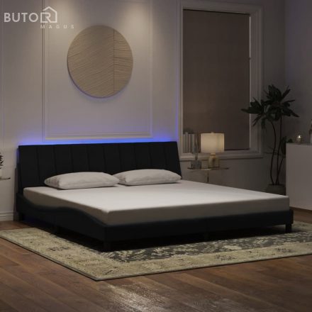 vidaXL fekete bársony ágykeret LED-világítással 200 x 200 cm