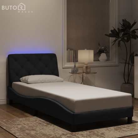 vidaXL fekete bársony ágykeret LED-világítással 90 x 190 cm