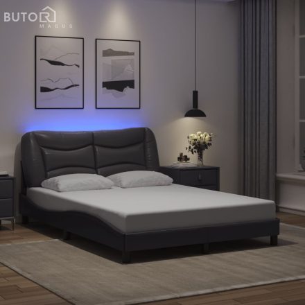 vidaXL szürke műbőr ágykeret LED-világítással 120 x 200 cm