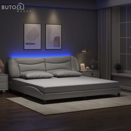 vidaXL fehér műbőr ágykeret LED-világítással 200x200 cm