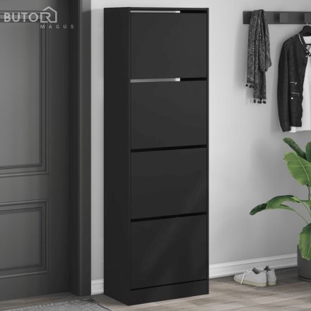 vidaXL fekete cipőszekrény 4 kihajtható fiókkal 60 x 34 x 187,5 cm