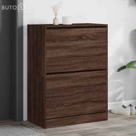 vidaXL barna tölgy cipőszekrény 2 kihajtható fiókkal 80x42x108 cm