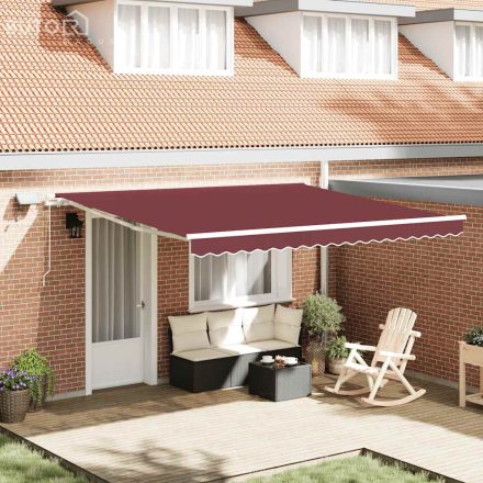 vidaXL burgundi vörös kézzel kihúzható LED-es napellenző 400 x 300 cm