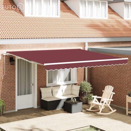 vidaXL burgundi vörös kézzel kihúzható napellenző 400 x 300 cm