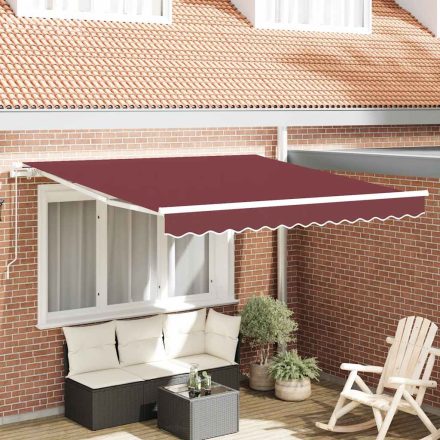 vidaXL burgundi vörös kézzel kihúzható napellenző 300 x 250 cm